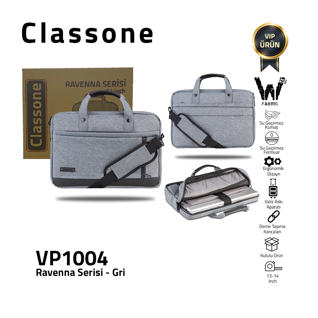 CLASSONE RAVENNA 14" GRI NOTEBOOK ÇANTASI VP1004