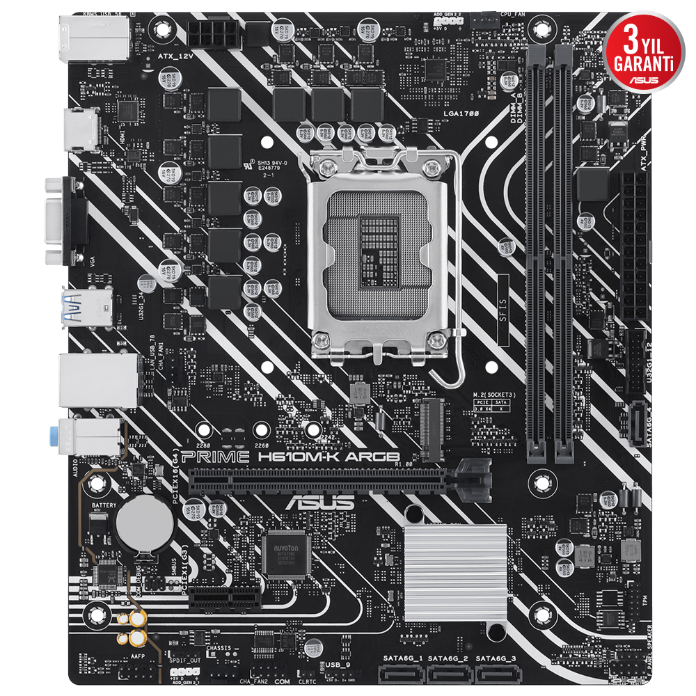 ASUS PRIME H610M-K ARGB 2xDDR5 VGA/HDMI 1xM.2 1xGLAN 1700P ANAKART