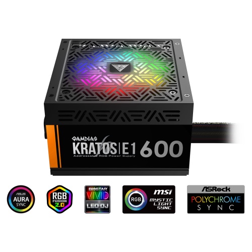 GAMDIAS KRATOS E1-600 600W RGB POWER SUPPLY