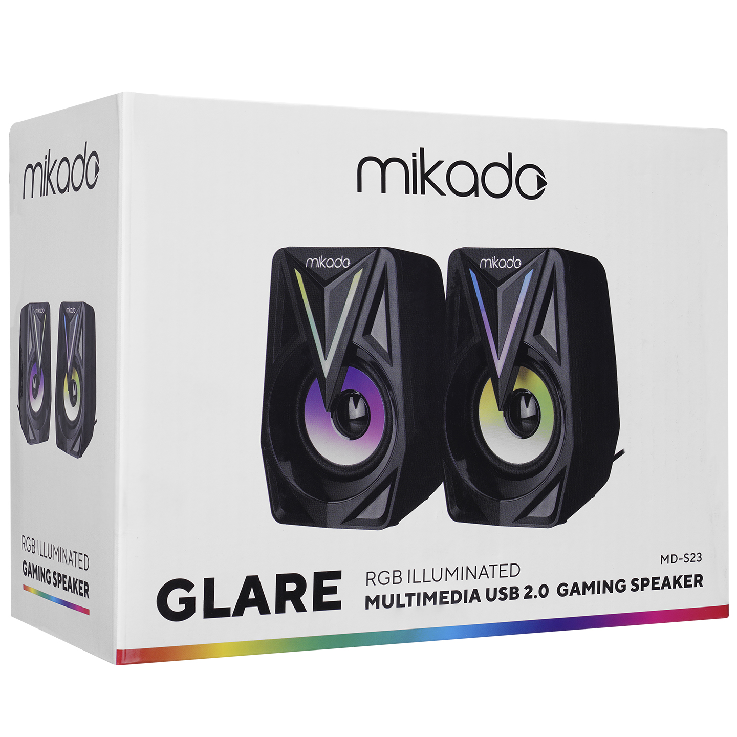 MIKADO MD-S23 GLARE 1+1 3W RMS USB 2.0 SİYAH RGB HOPARLÖR