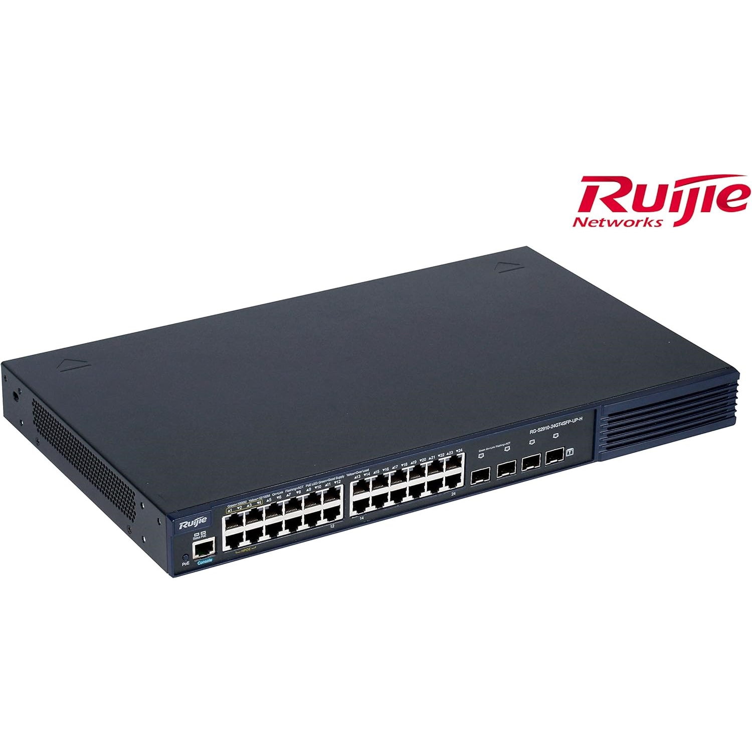 RUIJIE RG-S2910-24GT4XS-UP-H(V3 24 PORT 10/100/1000 4-PORT 1G/10G SFP+ 370 WATT YONETILEBILIR RACK MOUNT SWITCH