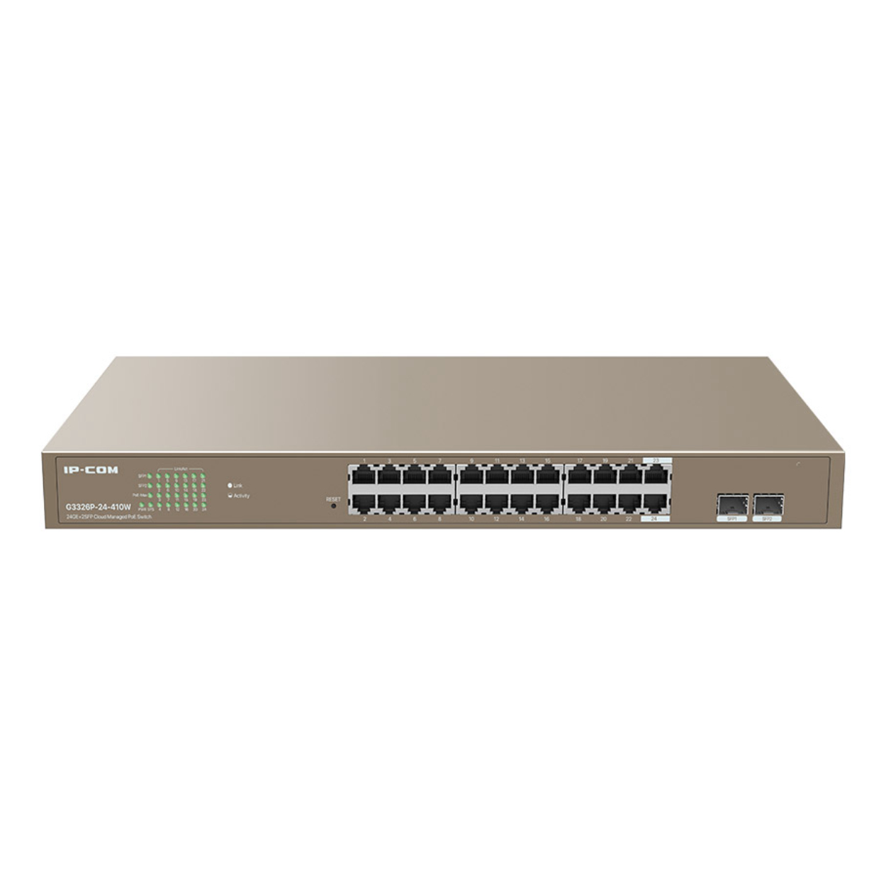 IP-COM IP-G3326P-24-410W 24 PORT 10/100/1000 24 PORT POE 2 X SFP 370W CLOUD YÖNETİLEBİLİR RACK MOUNT SWITCH