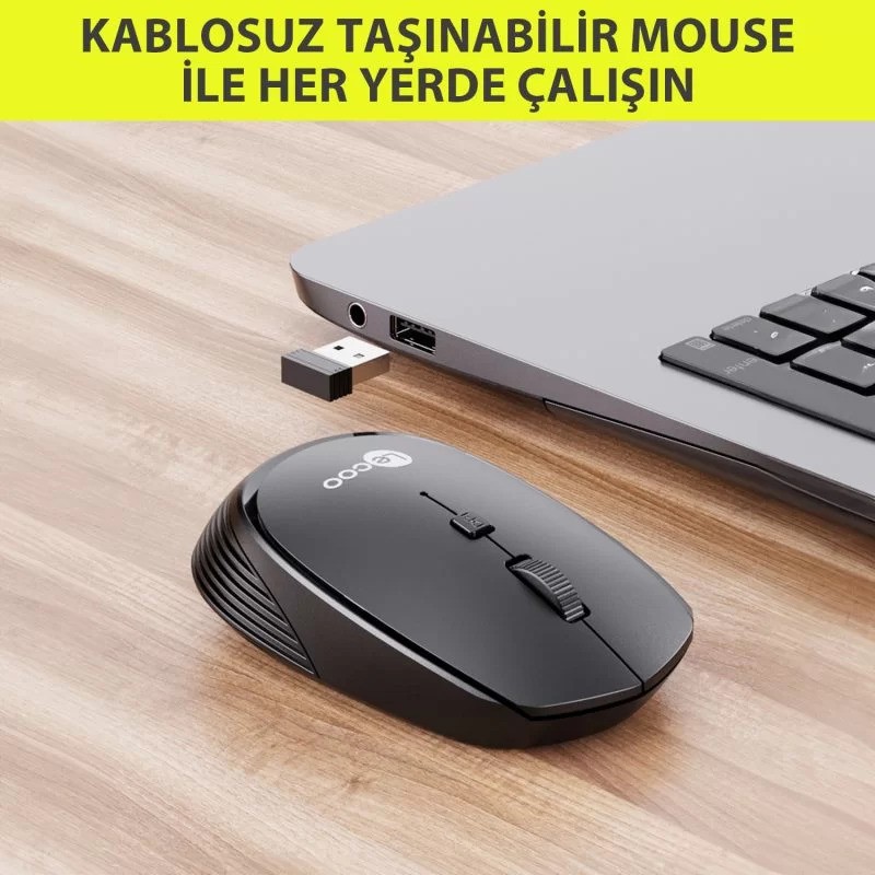 LECOO WS202-G KABLOSUZ 1200 DPI GRI MOUSE