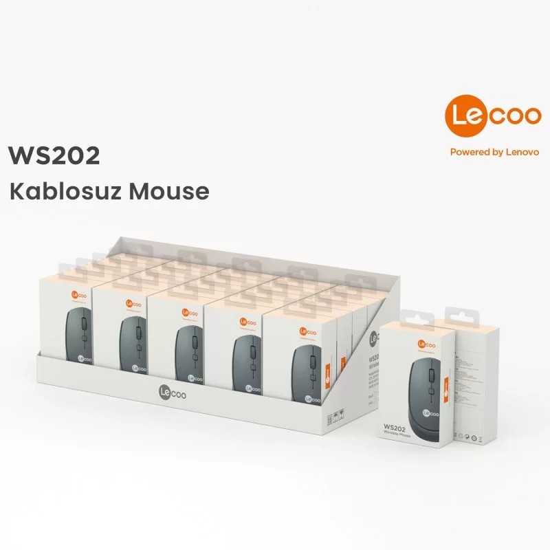 LECOO WS202-G KABLOSUZ 1200 DPI GRI MOUSE