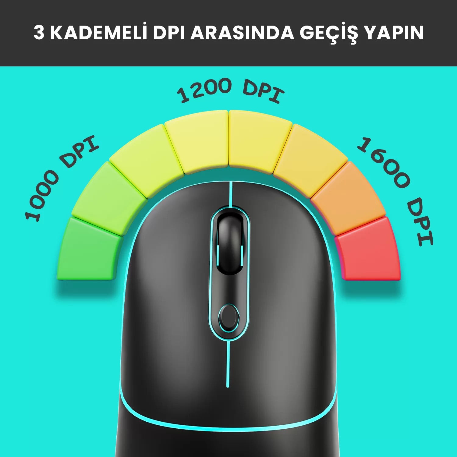 LECOO WS210 BLUETOOTH / WIRELESS 1600 DPI SİYAH MOUSE 2.4 GHZ / ŞARJLI