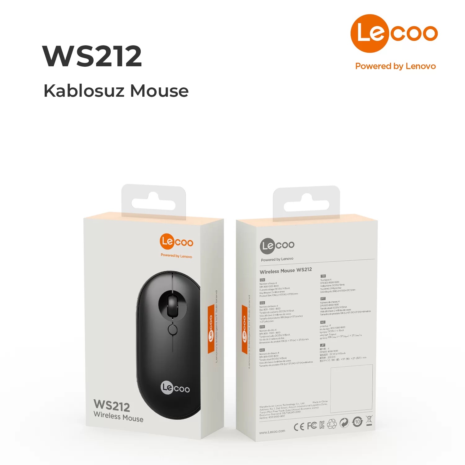 LECOO WS212 KABLOSUZ 1600 DPI SİYAH MOUSE