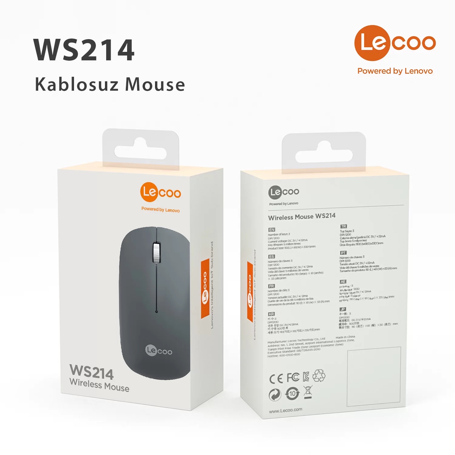 LECOO WS214 KABLOSUZ 1200 DPI GRI SESSİZ MOUSE