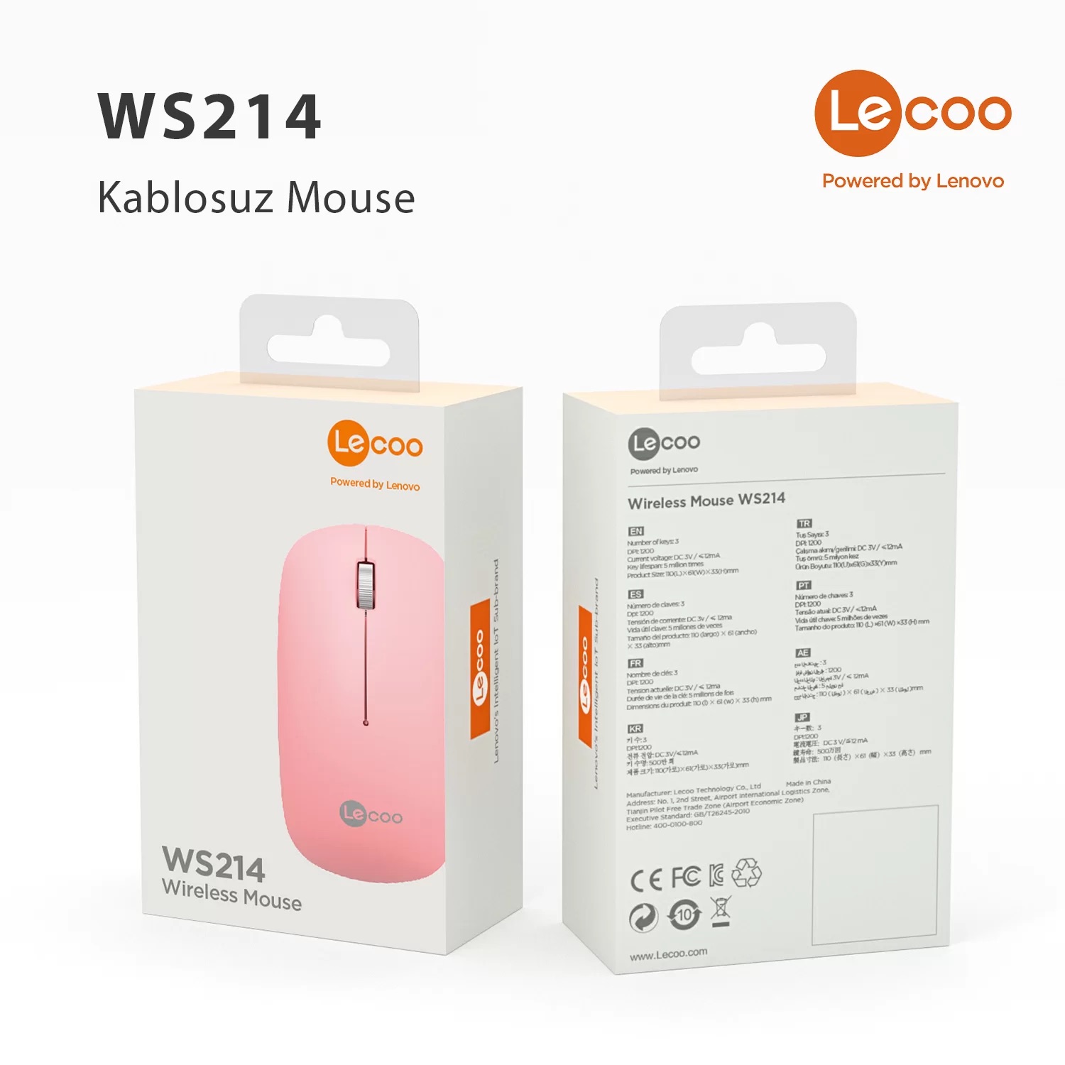 LECOO WS214 KABLOSUZ 1200 DPI PEMBE SESSİZ MOUSE