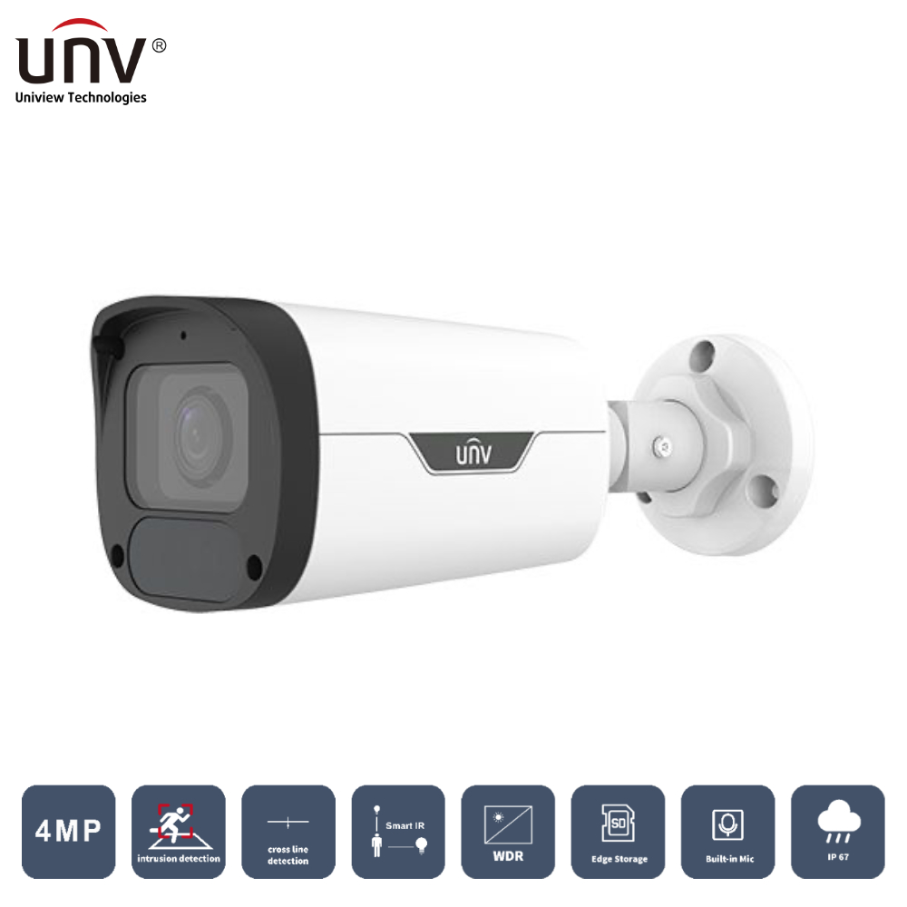 UNIVIEW IPC2324LB-ADEZK-H 4MP 2.8-12MM MOTORIZE 50MT H265+ IP67/IK10 DAHİLİ SES IR BULLET IP KAMERA