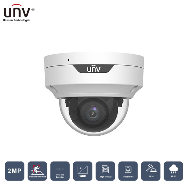 UNIVIEW IPC3532LB-ADEZK-H 2MP 2.8MM MOTORİZE 40MT H265+ IP67/IK10 DAHİLİ SES IP DOME KAMERA