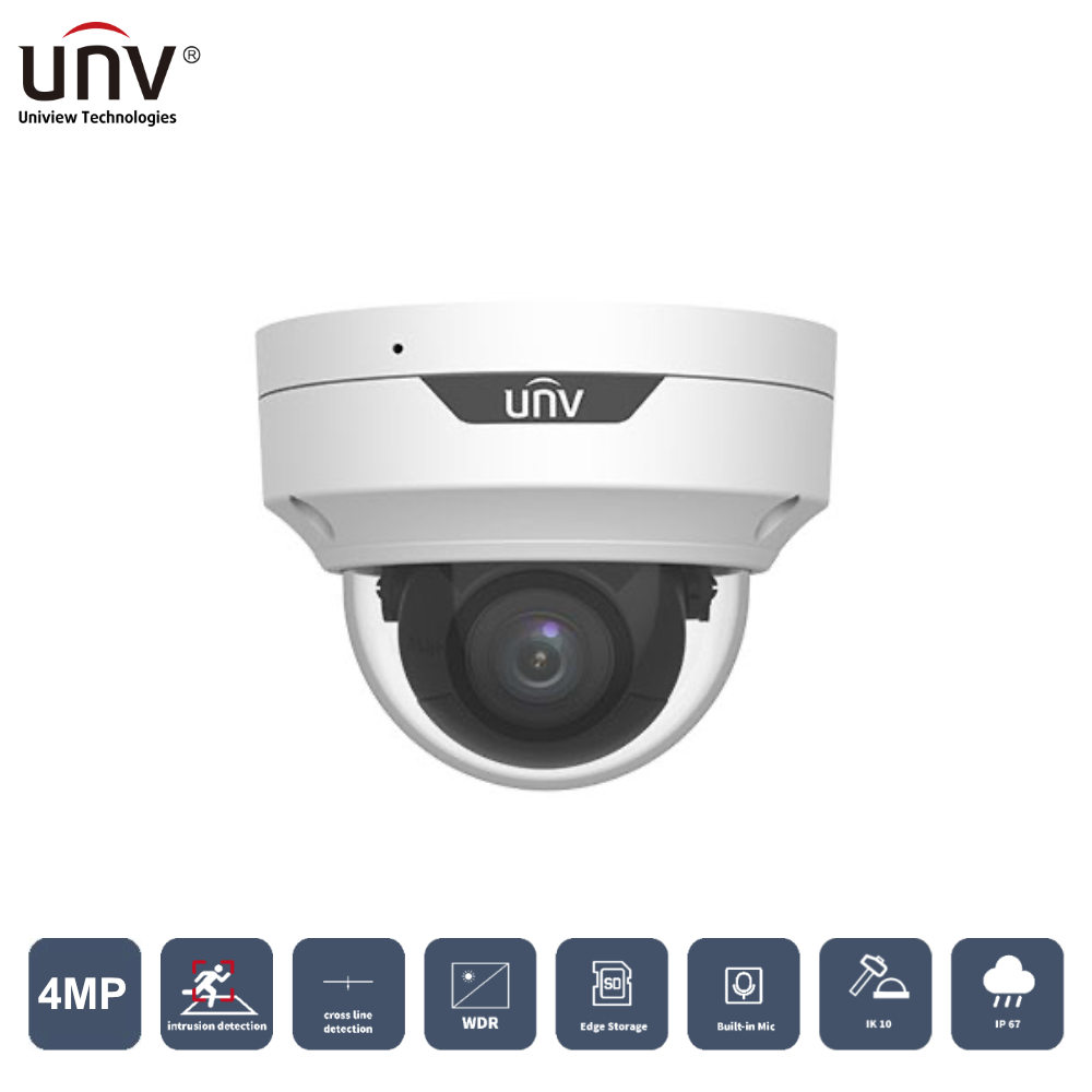 UNIVIEW IPC3534LB-ADEZK-H 4MP 2.8MM MOTORİZE 40MT H265+ IP67/IK10 DAHİLİ SES IP DOME KAMERA