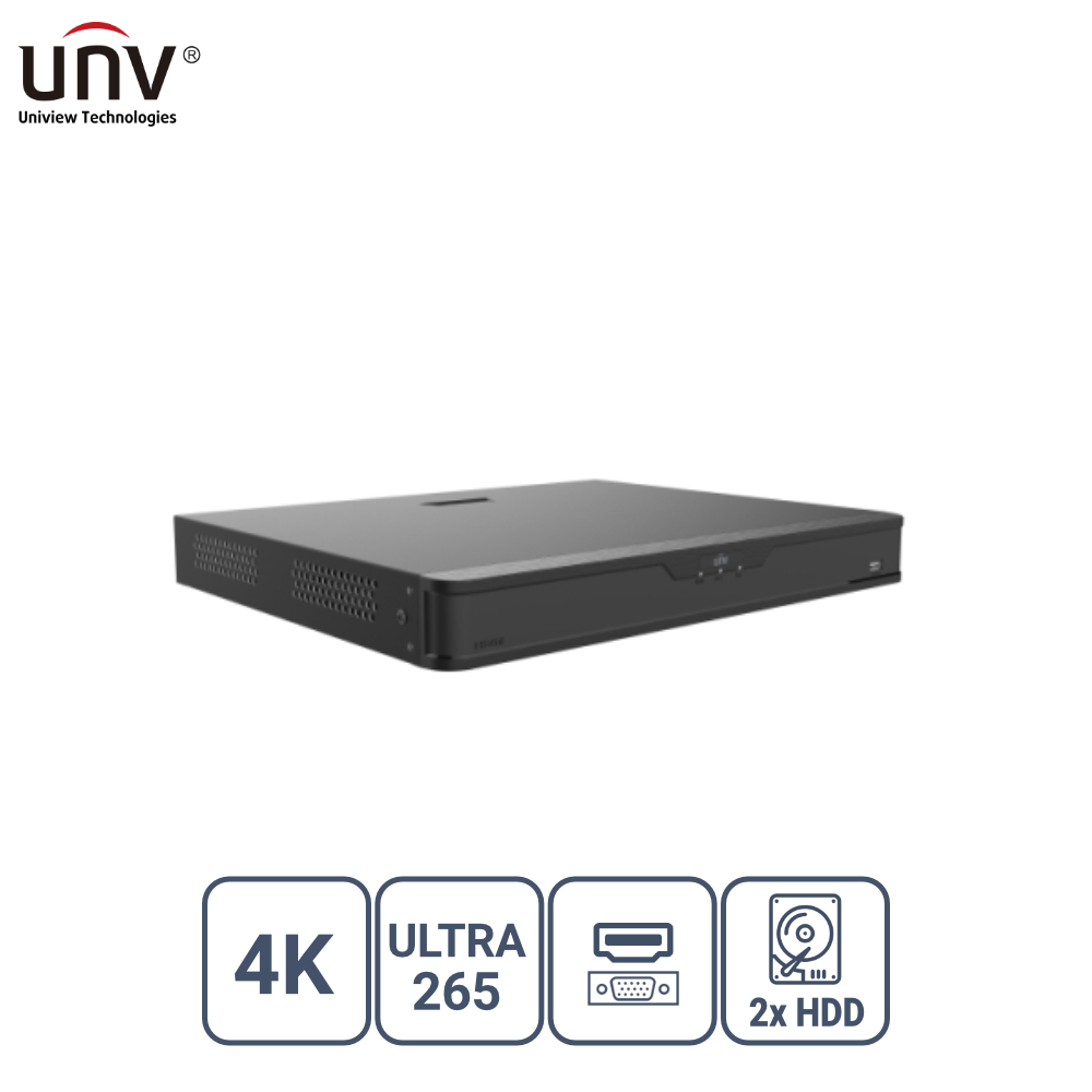 UNIVIEW XVR302-32Q3 32 KANAL 8MP 2x HDD H65+ HİBRİT DVR KAYIT CİHAZI