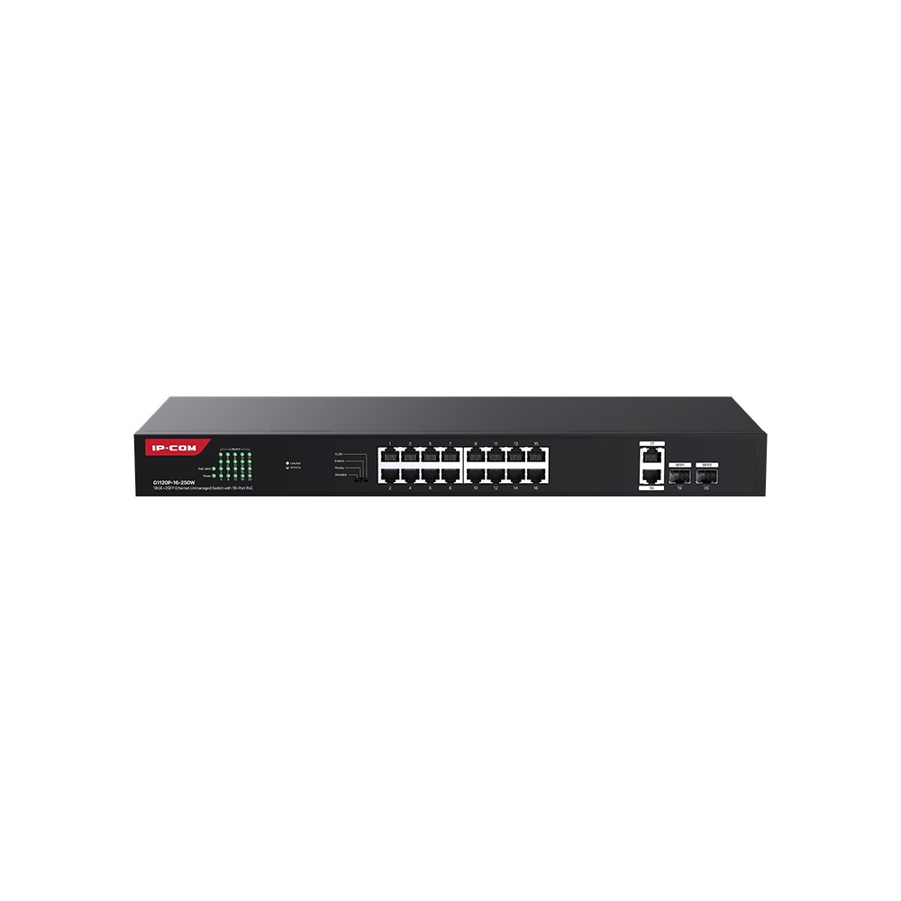 IP-COM IP-G1120P-16-250W 16 PORT POE 10/100/1000 2 X SFP 250W YONETILEMEZ RACK MOUNT SWITCH