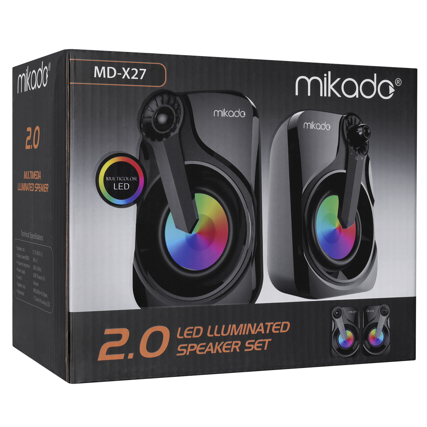 MIKADO MD-X27 1+1 3W USB 2.0 SİYAH RGB HOPARLÖR