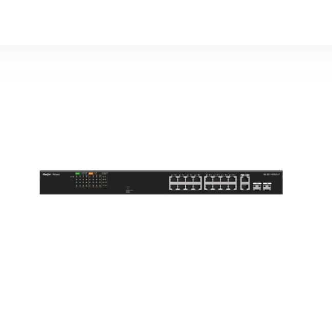 RUIJIE REYEE RG-ES118FGS-LP 16 PORT 10/100 16 PORT POE 2 X COMBO UPLINK 120W YONETILEMEZ RACK MOUNT SWITCH