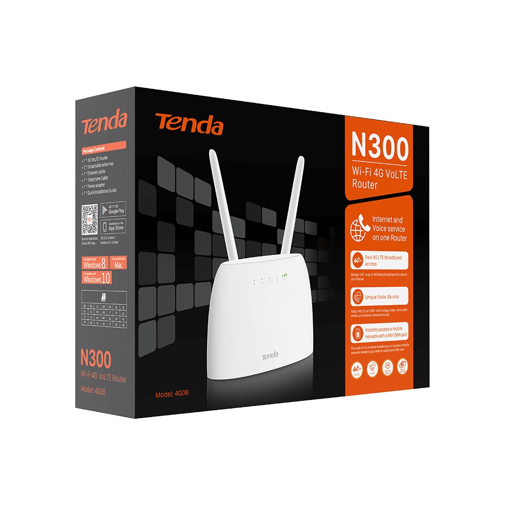 TENDA 4G06 300MBPS 2PORT 2 ANTEN 4G LTE INDOOR SIM KART GİRİŞLİ ROUTER