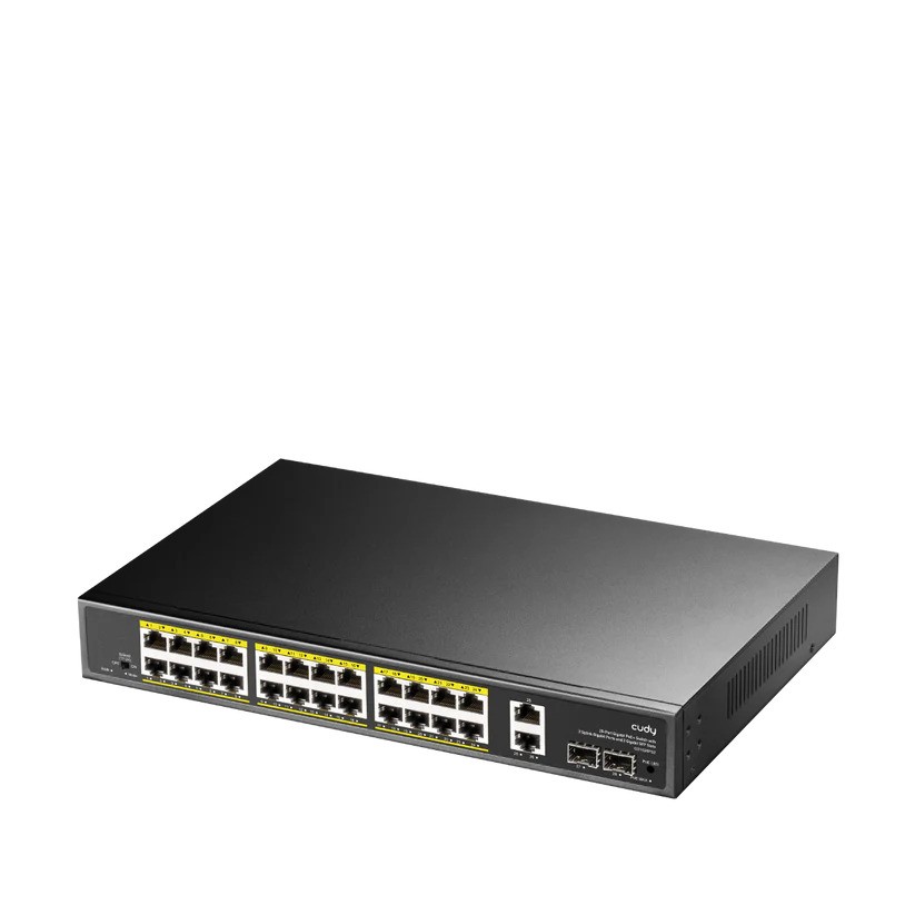 CUDY GS1026PS2 24 PORT 10/100/1000 24 PORT POE+ 2 PORT UPLINK +2 SFP 300W YONETILEMEZ RACK MOUNT SWITCH