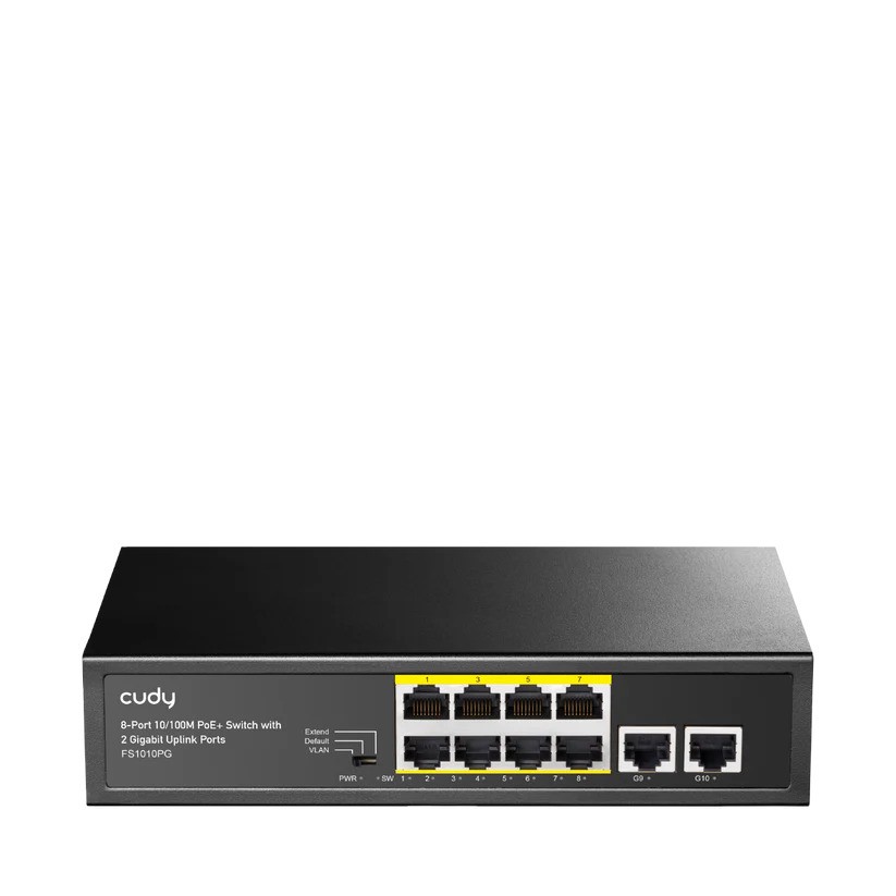 CUDY FS1010PG 8 PORT 10/100 8 PORT POE+ 2 PORT UPLINK 120W YONETILEMEZ DESKTOP SWITCH