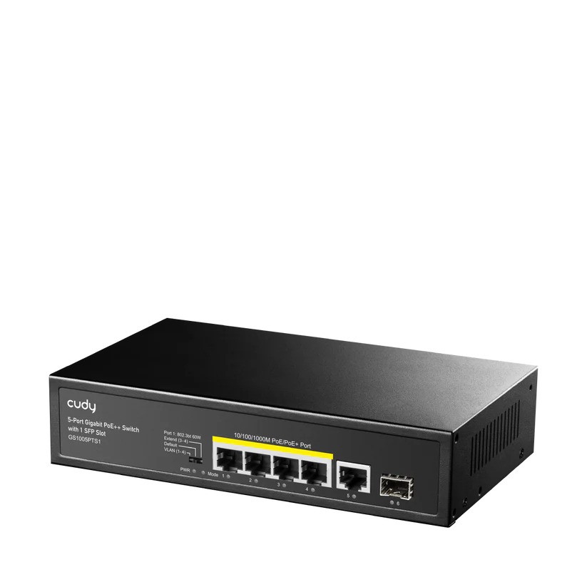 CUDY GS1005PTS1 5 PORT 10/100/1000 4 PORT POE+ 1 PORT UPLINK+ 1 SFP 120W YONETILEMEZ DESKTOP SWITCH