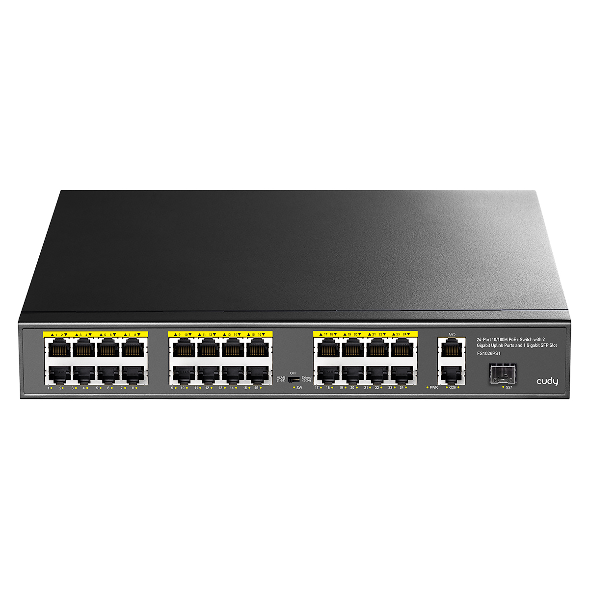 CUDY FS1026PS1 24 PORT 10/100 24 PORT POE+ 2 PORT UPLINK + 1 SFP 300W YONETILEMEZ RACK MOUNT SWITCH