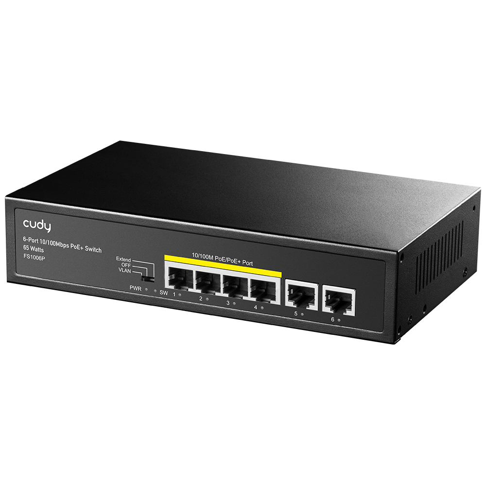 CUDY FS1006P 6 PORT 10/100 4 PORT POE+ 60W YONETILEMEZ DESKTOP SWITCH