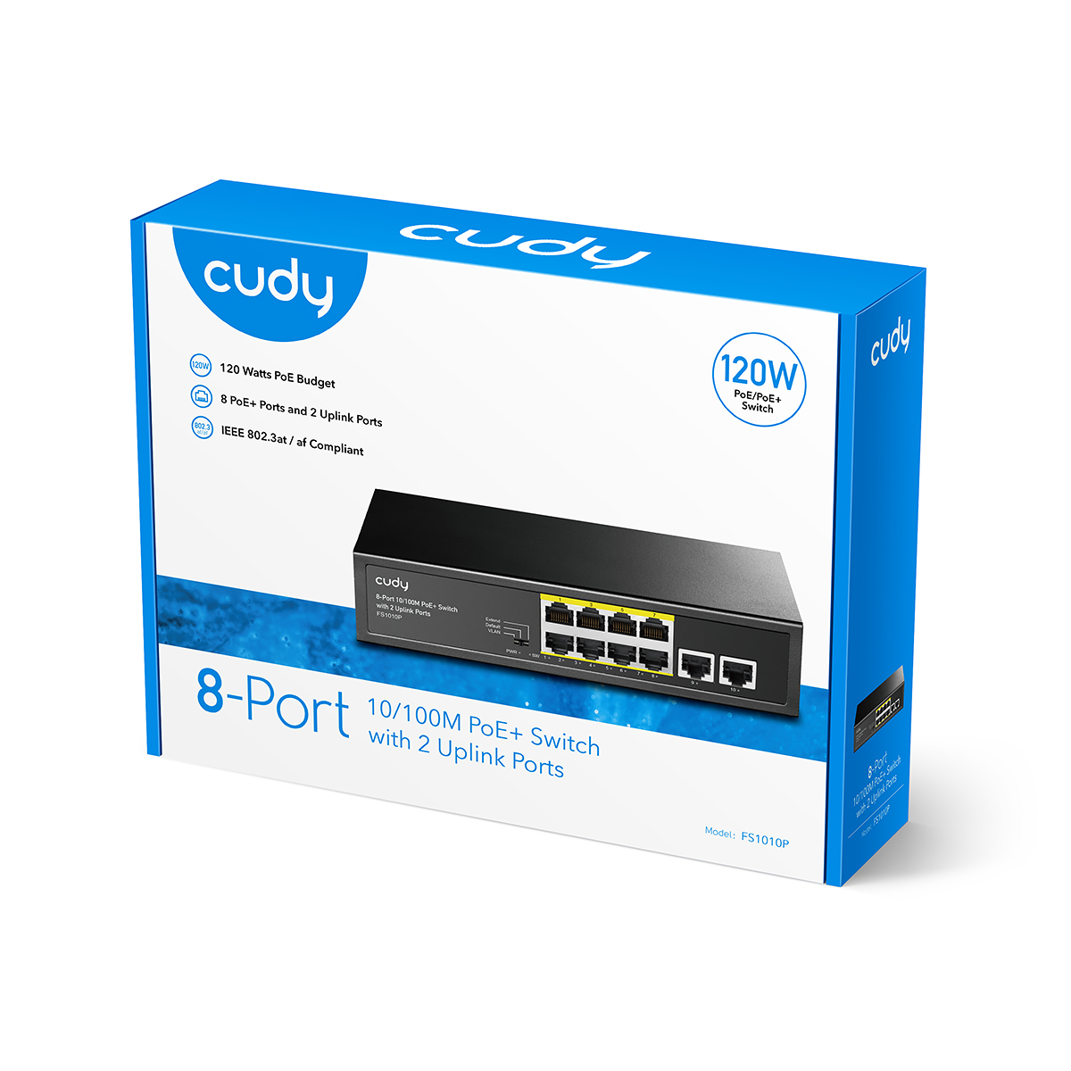 CUDY FS1010P 8 PORT 10/100 8 PORT POE+ 2 PORT UPLINK 120W YONETILEMEZ DESKTOP SWITCH