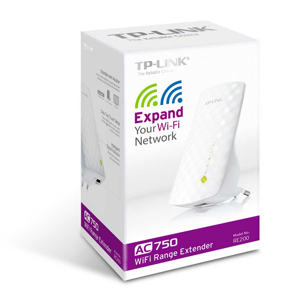 TP-LINK RE200 AC750 1PORT 10/100 ETHERNET 2.4 GHZ & 5 GHZ RANGE EXTENDER